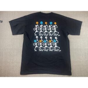 Cookies Hoops Men's XL Black Basketball Skeletons Roses Crewneck Graphic T-Shirt